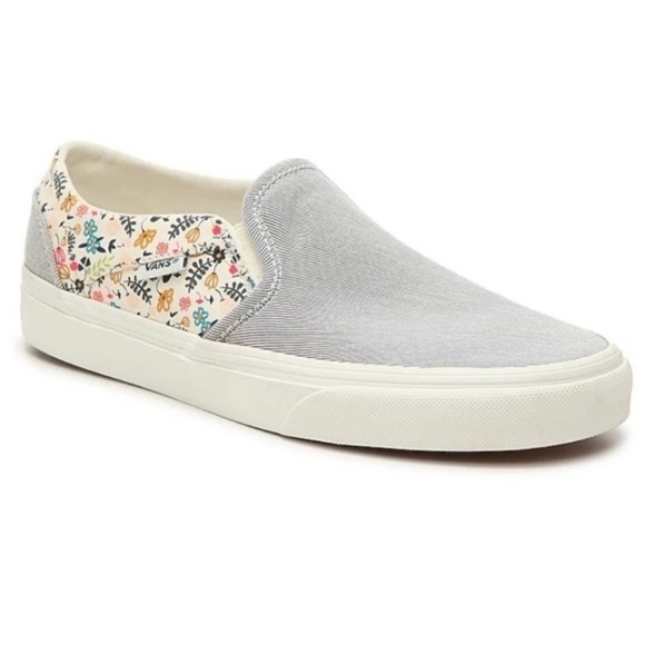 Vans Shoes - Vans Asher Striped Floral Off the Wall Slip On Sneakers Womens Size 11